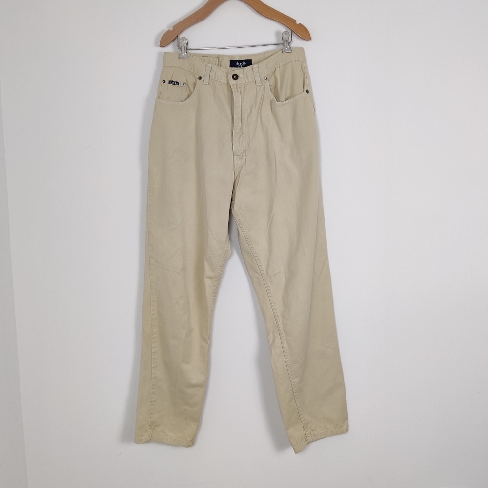 Ikeda Men's 90s Baggy Jeans Size 33 Cream Vintage Denim Pants